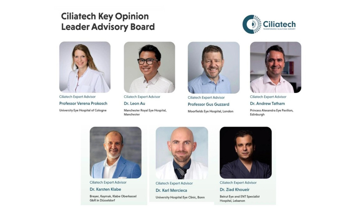 Ciliatech: Prominent Advisory Board for Marketing of Novel Glaucoma Implant